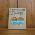 Porthmeor Sand, White & Blue with Gold Earrings, Large