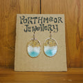 Porthmeor Sand, White & Blue with Gold Earrings, Oval